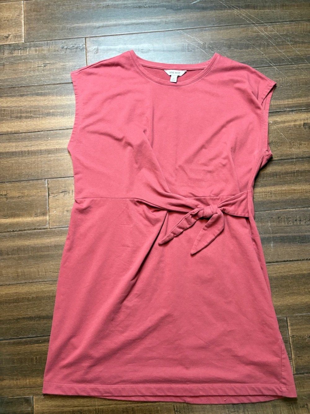 Plus Sz XL Nine West Short Tie Waist Casual Dress in Dusty Rose Pink Sleeveless